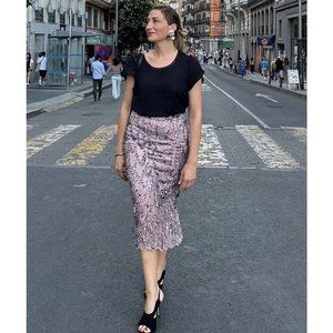 ZARA WOMEN MIDI SEQUIN MULTICOLORED SKIRT NWT XS,S,M,L